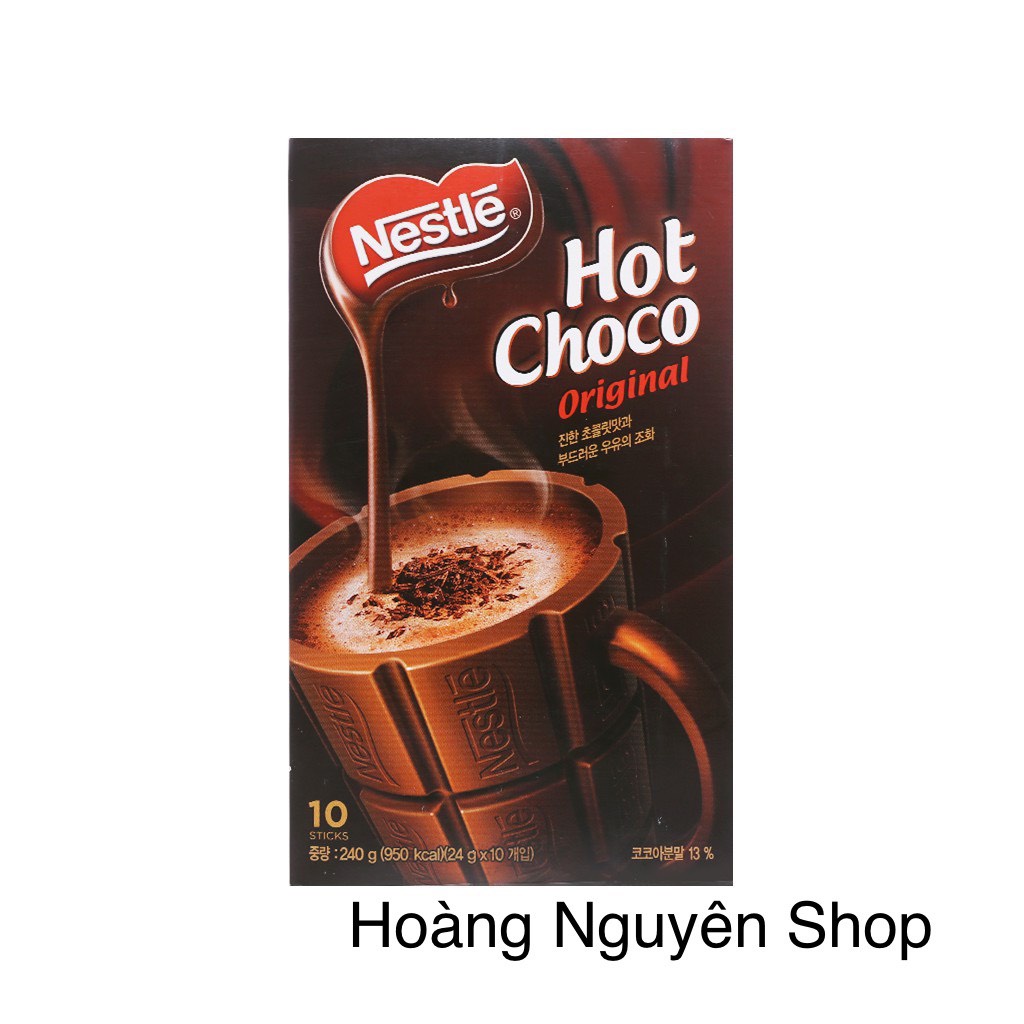 Nestle Hot Choco Original 240gr - Bột Cacao Nestle hộp (10 gói x 24gram) Nhập Khẩu Hàn Quốc date 2023