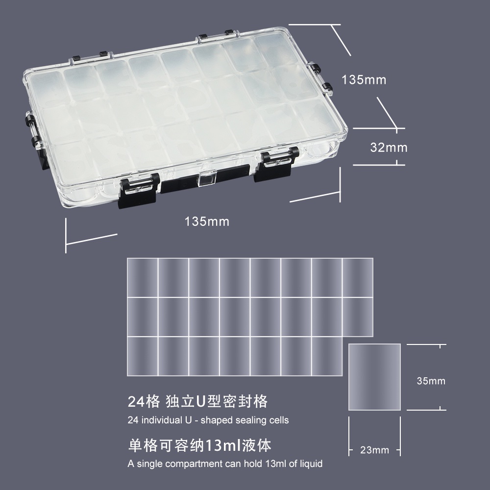 Hộp 24 Ô Chữ U 13ml Dùng Đựng Màu Nước / Sơn Dầu Acrylic