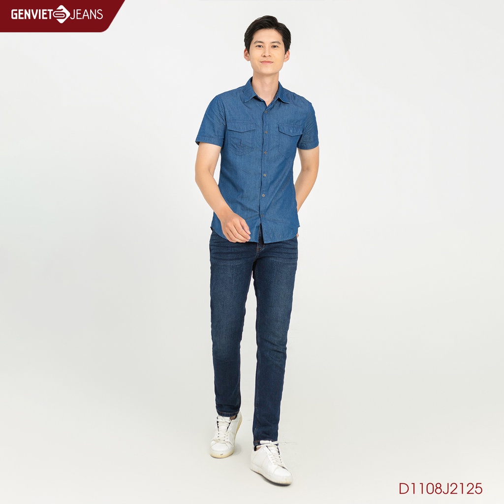 Quần Jeans Nam Genviet Trơn Chất Bò Mềm Cao Cấp Basic Dáng Đứng Không Phai D1108J2125