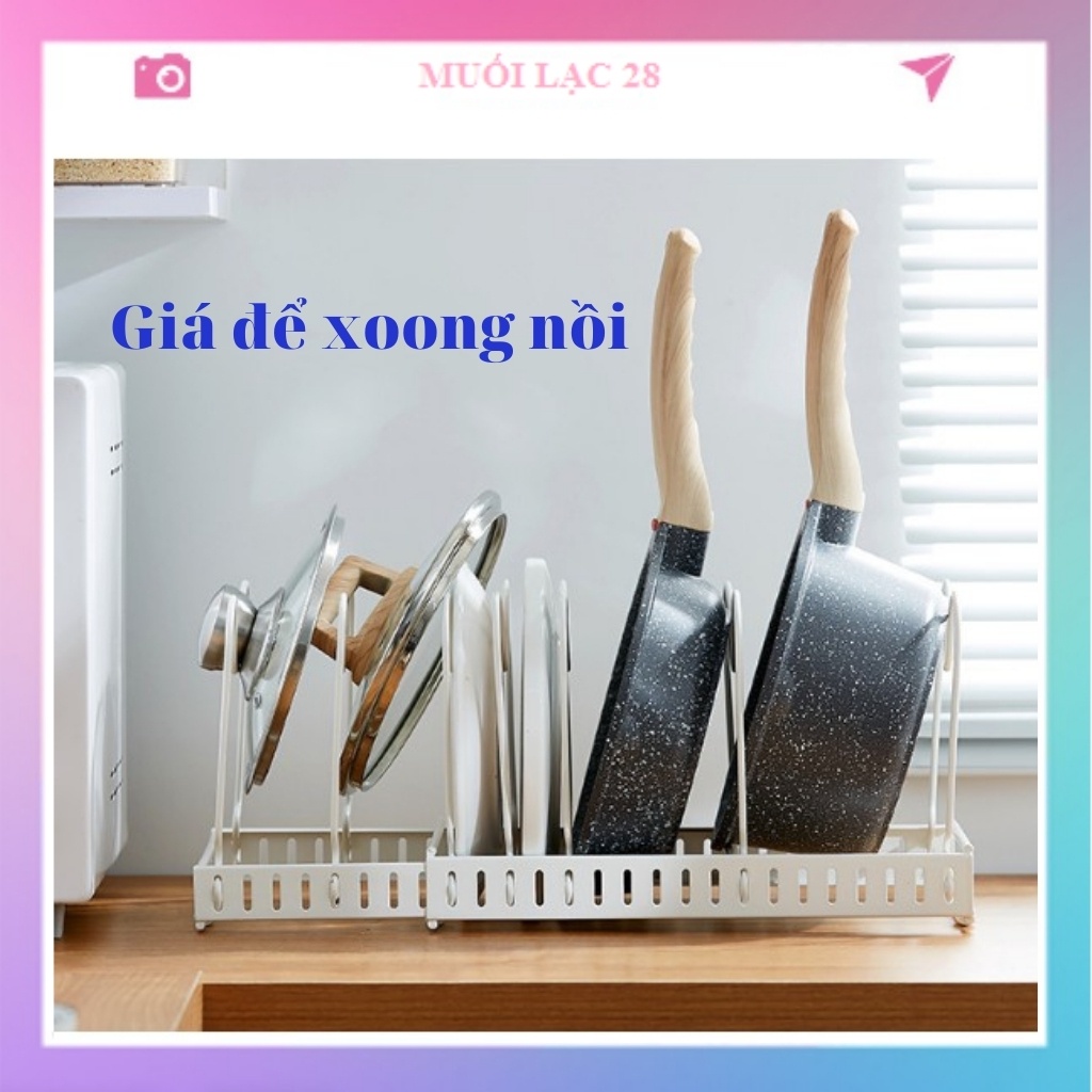 Giá để xoong nồi niêu chảo có thể điều chỉnh độ dài của cả giá để và từng khoang MUL07