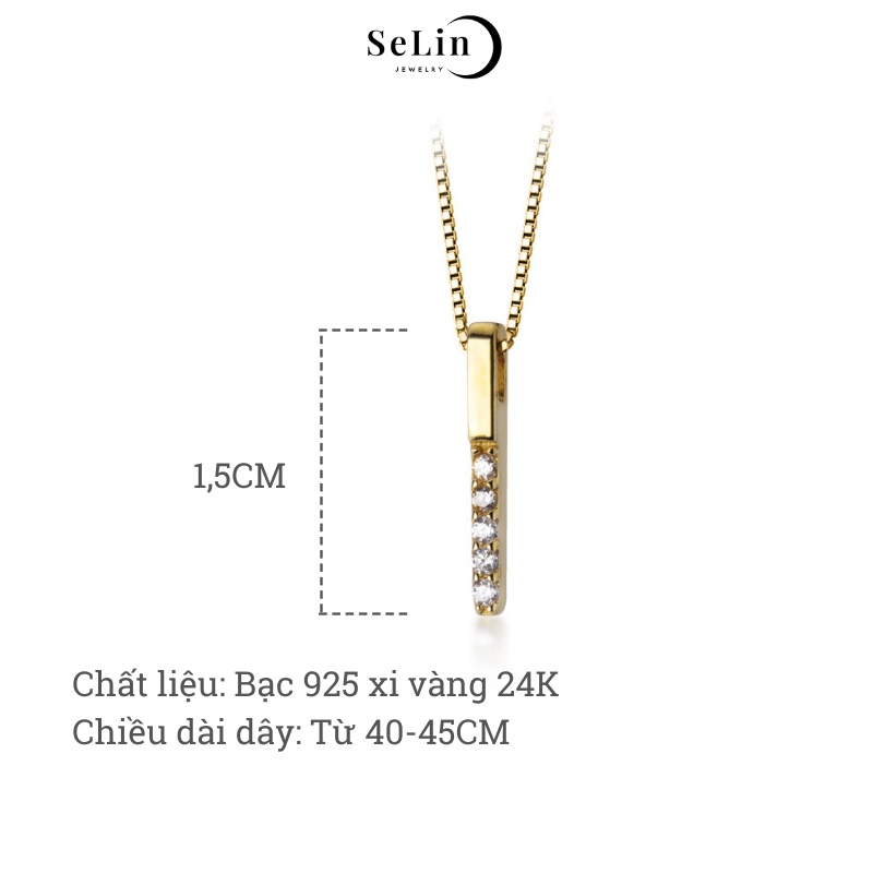 Vòng cổ dây chuyền bạc nữ 925 đính đá đơn giản line thẳng SELIN JEWELRY - 0134