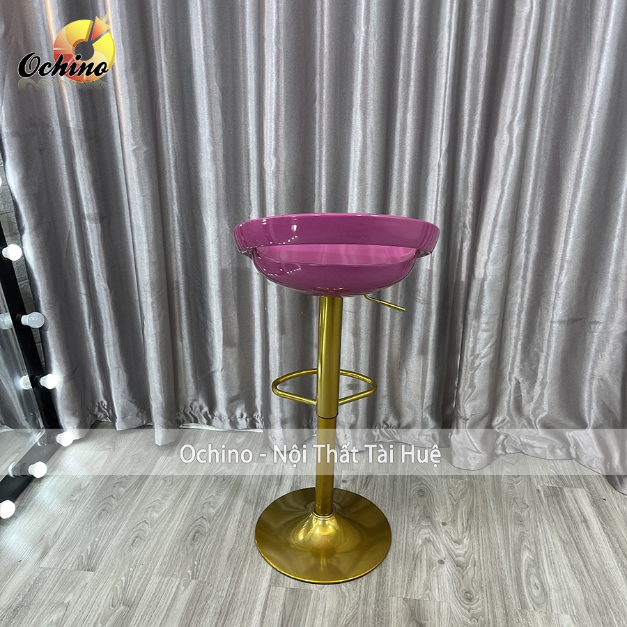 Ghế Bar, Ghế Trang Điểm Mẫu NHỰA KHOÉT LỖ Chân Vàng K1 Sang Chảnh Điều Chỉnh Độ Cao 60/80 Và Xoay 360 Độ ( Có Sẵn)