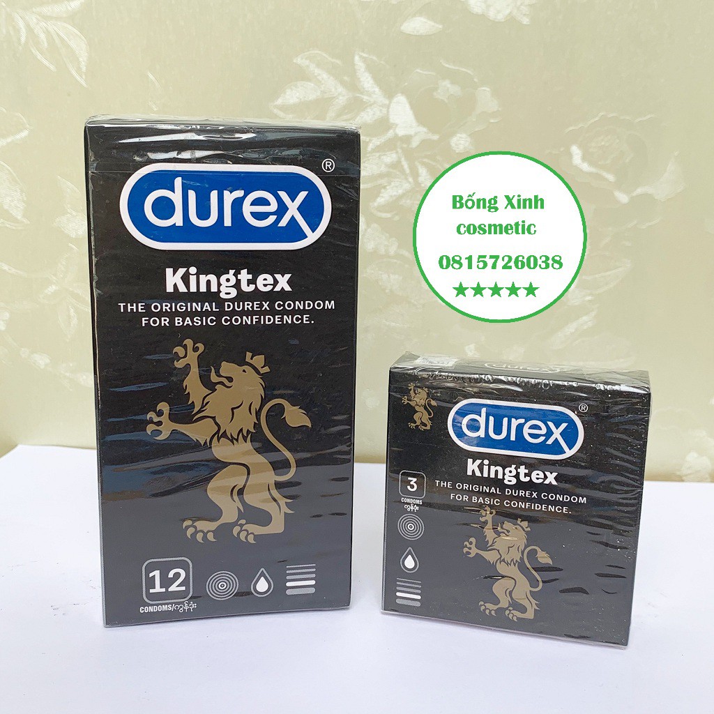 BAO CAO SU Durex Kingtex hộp 12 cái chính hãng