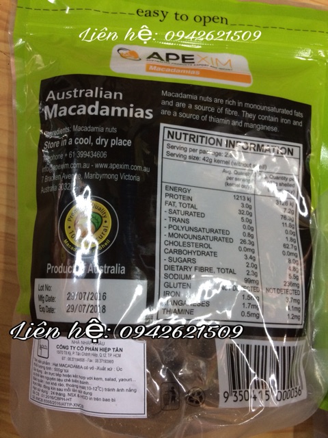 Hạt Mắc ca Úc gói 500gram