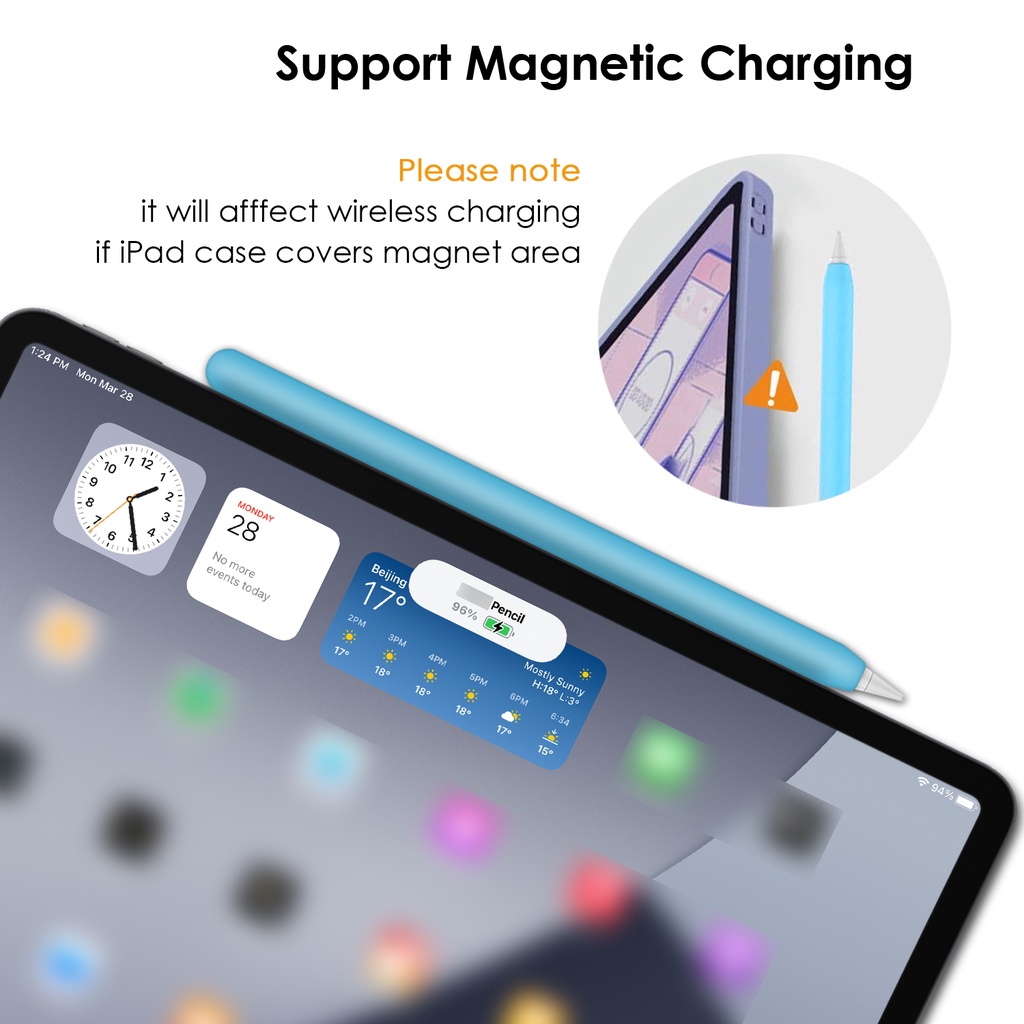 Vỏ Silicon Mềm Có Ngăn Đựng Bút Chì Cho Apple Pencil Thế Hệ Thứ 2 Air 5/4 Pro 11/12.9 Mini 6