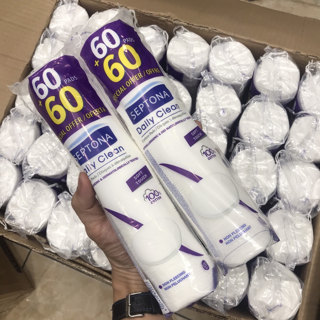 [Mã SRJULY1619 giảm 15K đơn 50K] [Mã SRJULY1215 giảm 20K đơn 50K] COMBO 2 Bông Tẩy Trang Septona Pháp 3 Lớp 120 Miếng | BigBuy360 - bigbuy360.vn