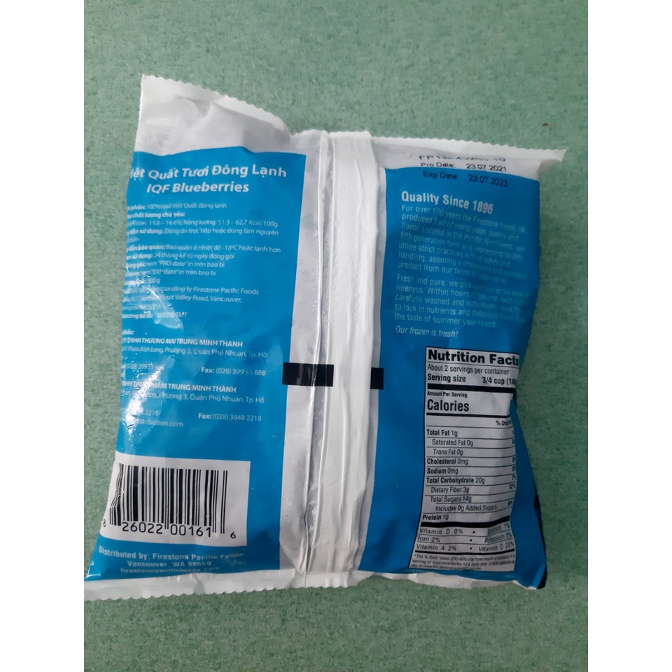 Việt Quất -Blueberry IQF 300gr
