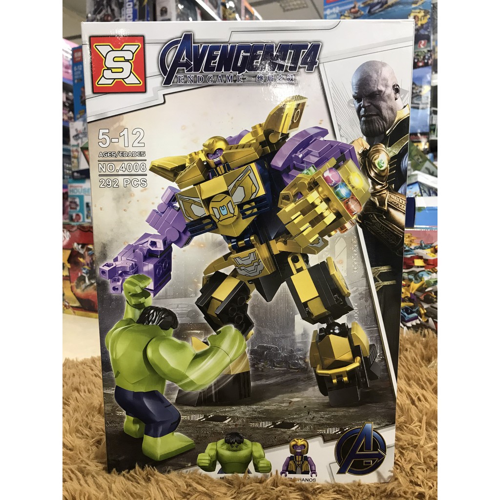 Đồ chơi xếp hình lego bộ giáp người sắt Thanos với đá vô cực và máy bay 2in1 292 chi tiết cho bé vui chơi
