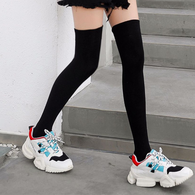 Tất Dài Qua Gối Màu Trơn Giữ Ấm Cho Nữ