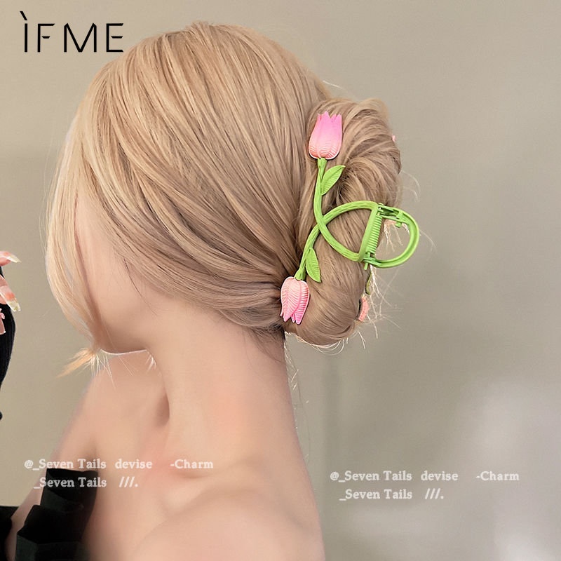 Kẹp tóc IF ME bằng kim loại họa tiết hoa tulip thời trang cho nữ