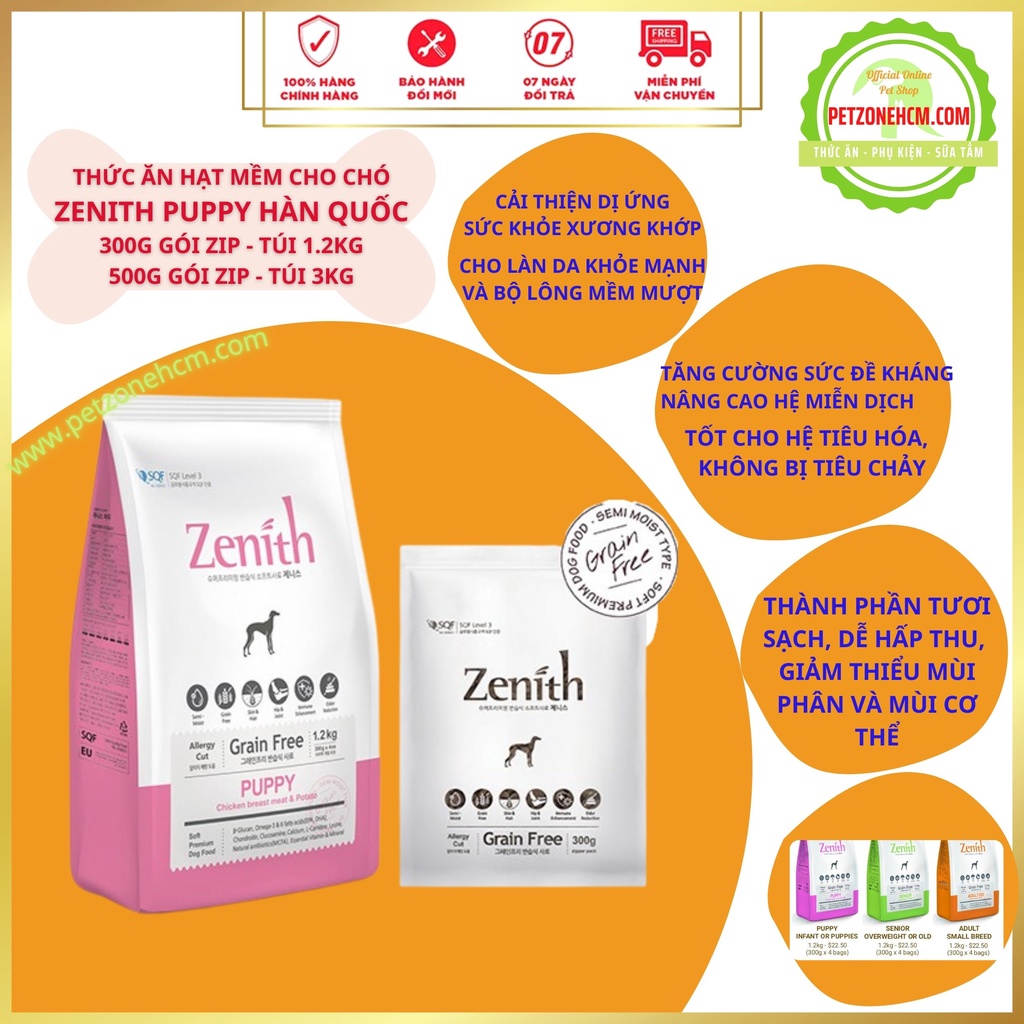 300g thức ăn mềm cho chó Zenith Puppy ️ FREESHIP ️Hạt mềm Zenith cho chó nhỏ rất thơm ngon và bổ dưỡng nhập khẩu Hàn