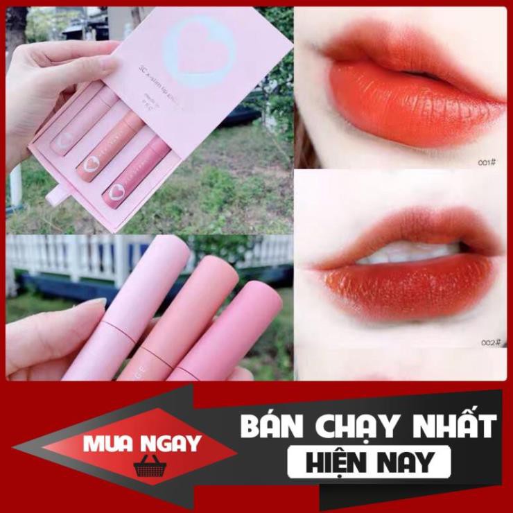 HG0901 [Concung]  {sẵn hàng}𝙎𝙚𝙩 𝙨𝙤𝙣 𝙃𝙀𝙍 𝙊𝙍𝘼𝙉𝙂𝙀 trái tim 3c x slim lip gloss kit