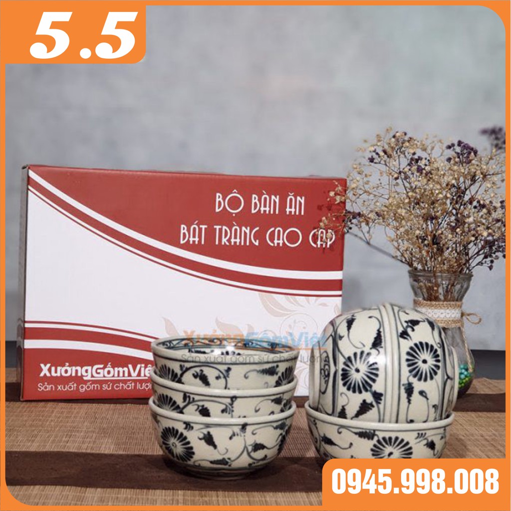 COMBO bộ bát đĩa cúc đen giả cổ gồm 9 món trang trí bàn ăn đẹp mắt và sang trọng hàng Bát Tràng - XƯỞNG GỐM VIỆT