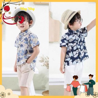 Set bộ bé trai áo sơ mi đũi lá + quần đùi