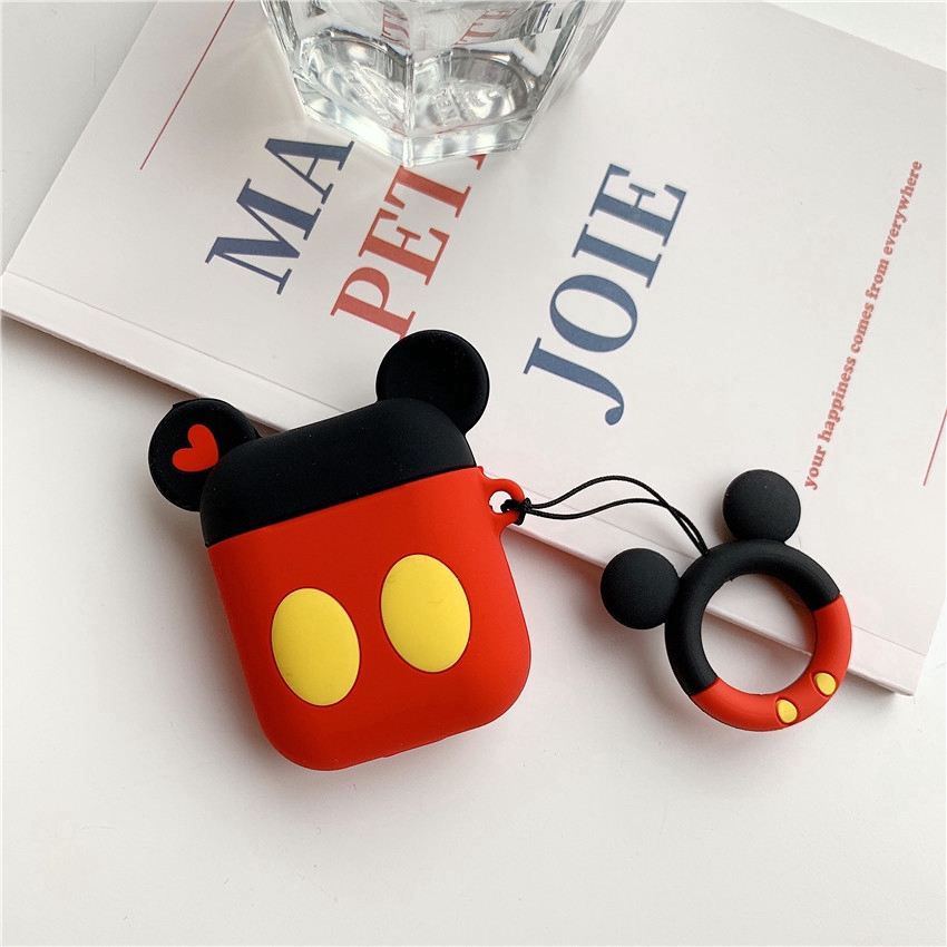 Vỏ silicon bảo vệ hộp sạc tai nghe không dây bluetooth họa tiết hoạt hình Mickey Minnie cho Airpods