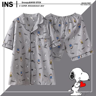 Bộ đồ ngủ vải Cotton mỏng in hình snoopy dễ thương cho các cặp đôi