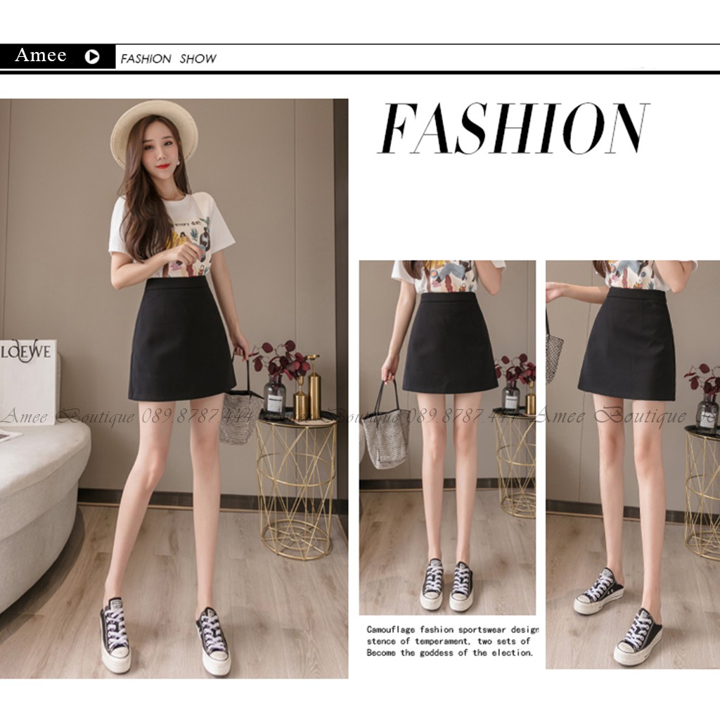 Chân Váy Chữ A, Lưng Cao Amee phong cách Hàn Quốc Có Quần Trong-CV07