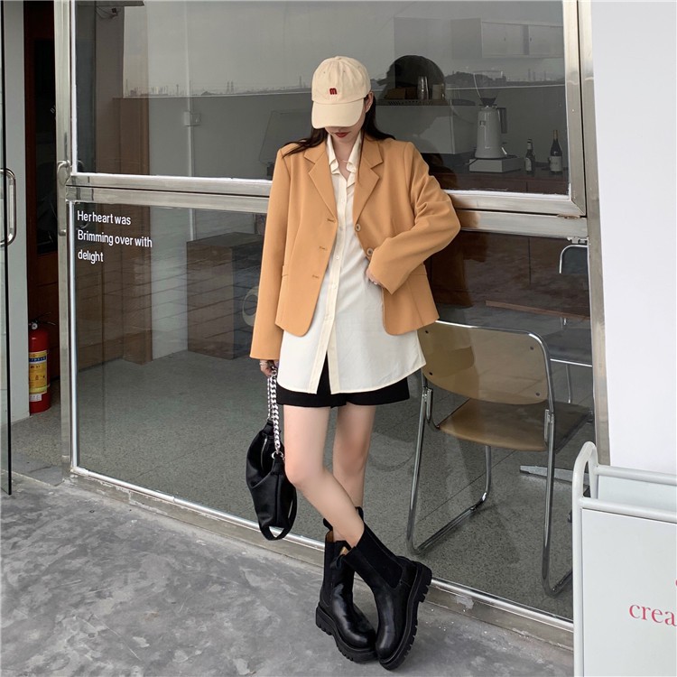 (Hàng Đẹp)Ảnh thật 5 hình cuối-2W95.Áo blazer dáng ngắn trẻ trung phong cách Hàn Quốc