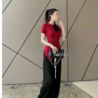 Áo kiểu nữ tà xéo Chất Thun gân mềm