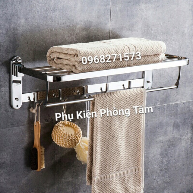 Combo Giàn khăn và Kệ chữ nhật 2 tầng Inox 304