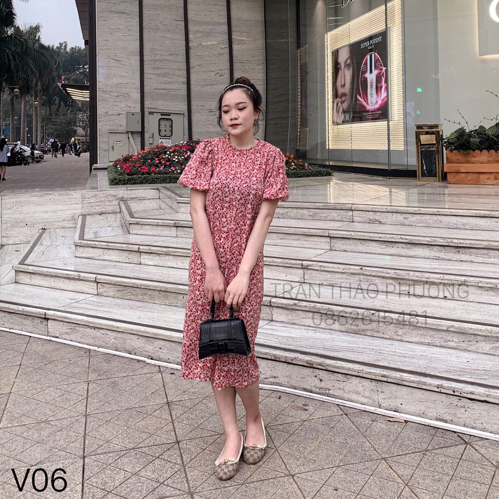 Váy hoa nhí vintage dáng suông tay bồng 2 lớp bánh bèo, cao cấp, Ảnh thật-Video thật - V06 | BigBuy360 - bigbuy360.vn