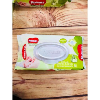 (Grab/Now) Khăn Giấy Ướt Em Bé Huggies (Bịch 64 miếng)