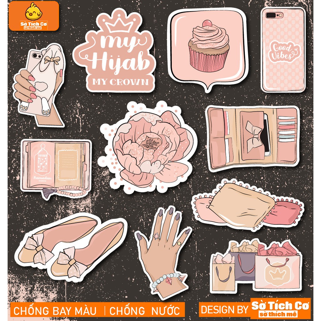 Pink dán điện thoại, laptop, mũ bảo hiểm, guitar, vali MSP: Girl04