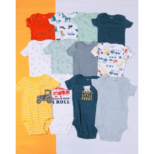 Set 3 chiếc body chíp 100% cotton hãng Carter cho bé trai bé gái từ sơ sinh đến 24 tháng