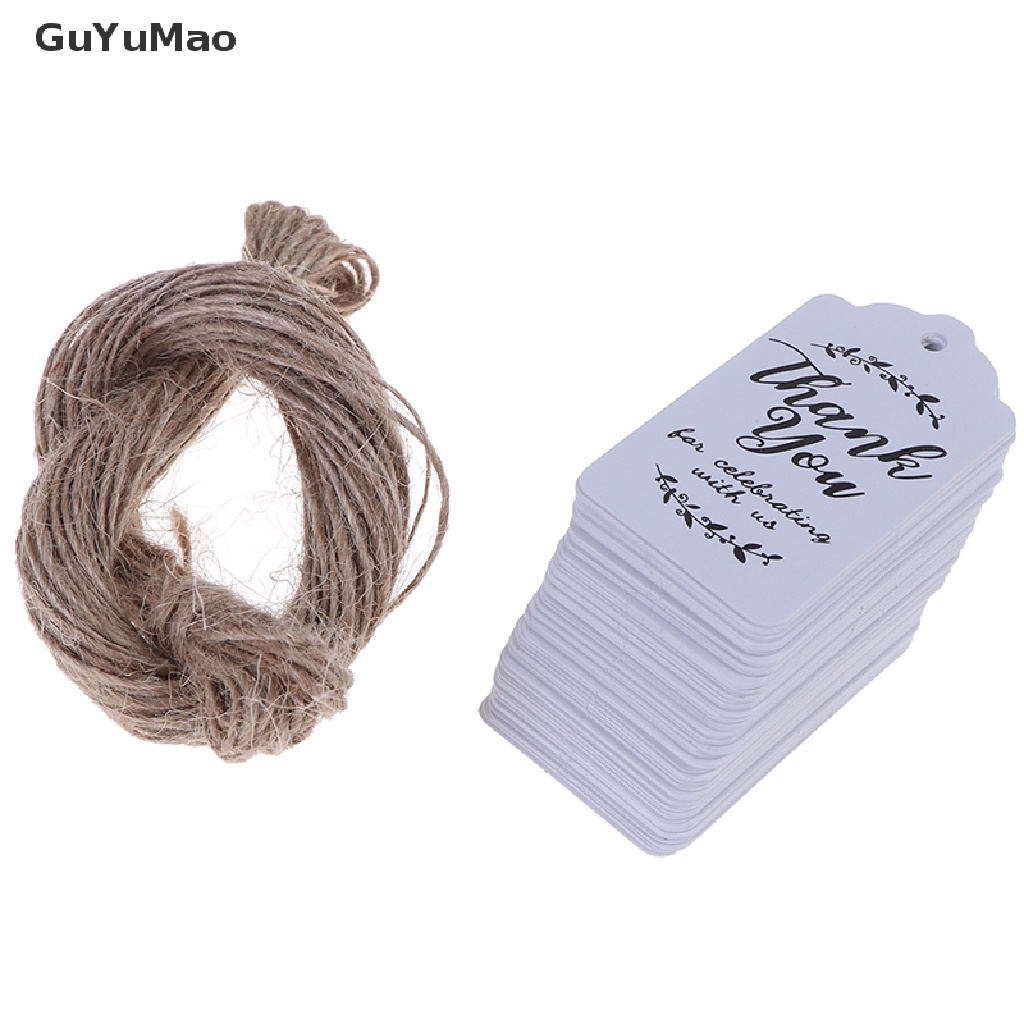 Set 100 Thẻ Giấy In Chữ Thank You Dùng Để Trang Trí Quà Tặng