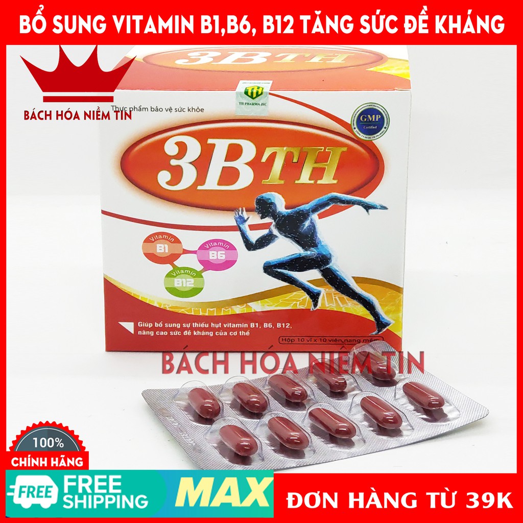 Viên uống bổ sung Vitamin 3B TH - Bổ sung vitamin nhóm B giúp tăng cường sức đề kháng - giảm mệt mỏi - Hộp 100 viên