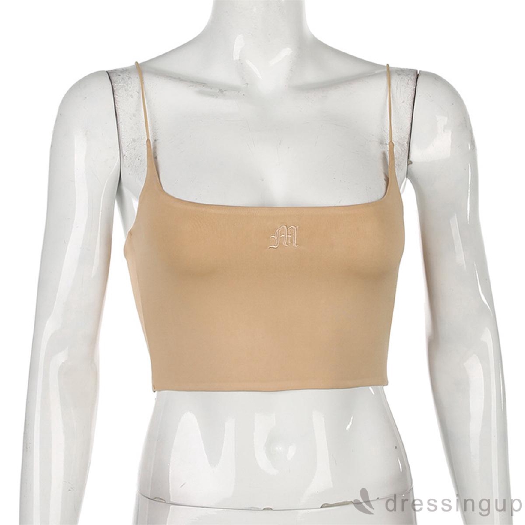 Áo croptop hai dây màu trơn thời trang mùa hè cho nữ