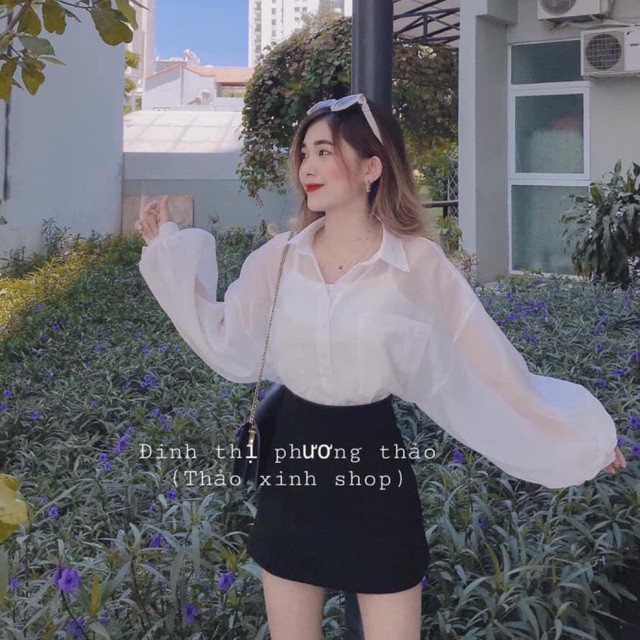 Áo Sơ Mi Trắng/Đen Kèm Áo 2 Dây Cũng Màu-Y10