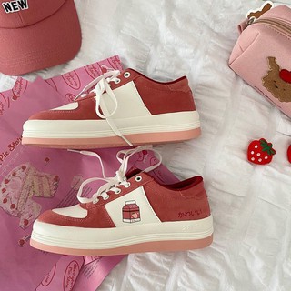 Giày nữ ulzzang viền màu hình hộp sữa dâu xinh xắn