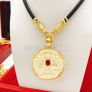 Vòng cổ nam SONG LONG CHẦU NGUYỆT mạ vàng 18k công nghệ cao siêu đẹp