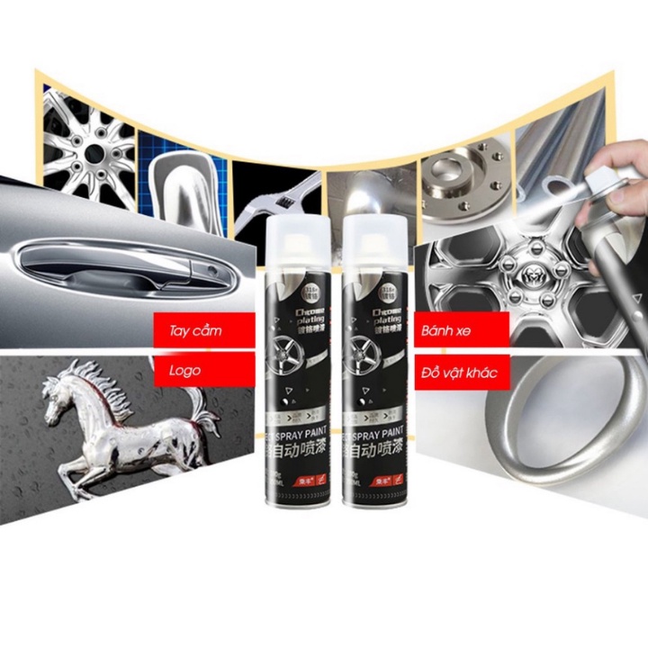Chai Sơn Xịt Mạ Chrome Plating Sáng Bóng Chống Gỉ, Làm Mới Inox Dùng Cho Kim Loại, Ô Tô, Xe Máy
