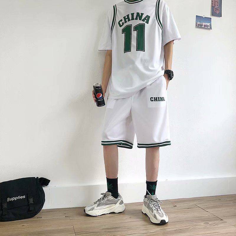 Quần áo thể thao mùa hè Bộ giả hai mảnh phong cách Hàn Quốc bóng rổ thời trang