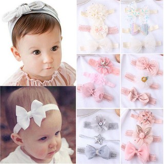 Set 3 băng đô trang trí tóc hình nơ, hoa, vương miện đáng yêu cho bé gái