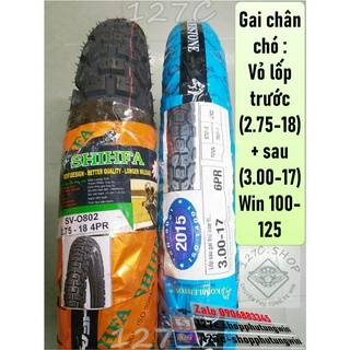 Vỏ lốp gai chân chó trước sau Win 100-125cc