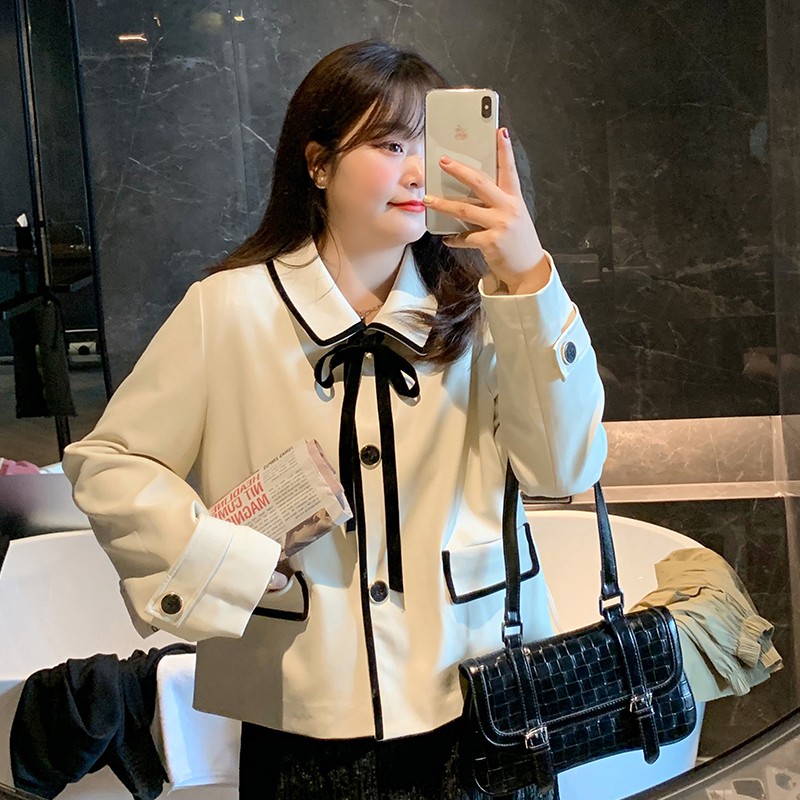 Bigsize Áo khoác viền đen AKBS009 beostyle cho người béo mập 55-100kg - Mặc đi tiệc,đi chơi hoặc dạo phố