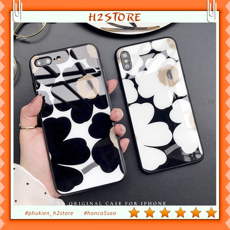 Ốp đôi iphone kính hình bông hoa cho iphone 6 s plus 7 8 plus Xr X s max 11 11 pro max 12 mini 12 pro max Se2