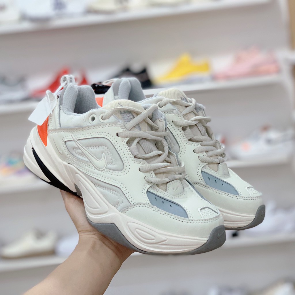 sale freesip [ Free Ship ] Giày M2K Trắng Gót Cam Tặng Hộp