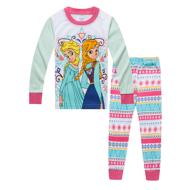 Bộ đồ ngủ trẻ em gồm áo tay dài họa tiết Elsa và Anna anime Frozen Disney và quần dài cho bé gái 1-7 tuổi
