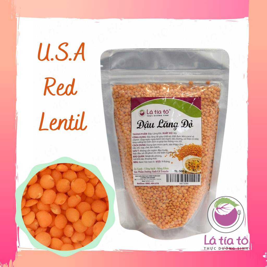 ĐẬU LĂNG ĐỎ 500GR NHẬP KHẨU CHÍNH HÃNG- LÁ TÍA TÔ