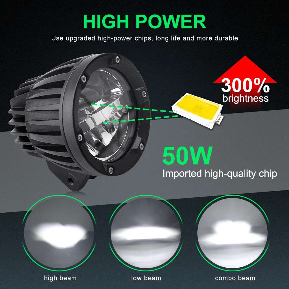 UNI-SHINE Đèn pha LED 4 inch 100W Siêu sáng Kết hợp Hi / Lo 6000K 3000K Đèn pha xe máy Đèn sương mù Xe tải Đường bộ SUV Thuyền ATV Lũ lụt Màu vàng trắng