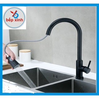 Vòi rửa bát dây rút nóng lạnh korea inox 304 phủ nano