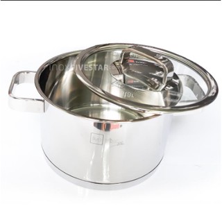 Nồi Inox Fivestar quai vuông 20CM, nắp kính (Inox 304 cao cấp)