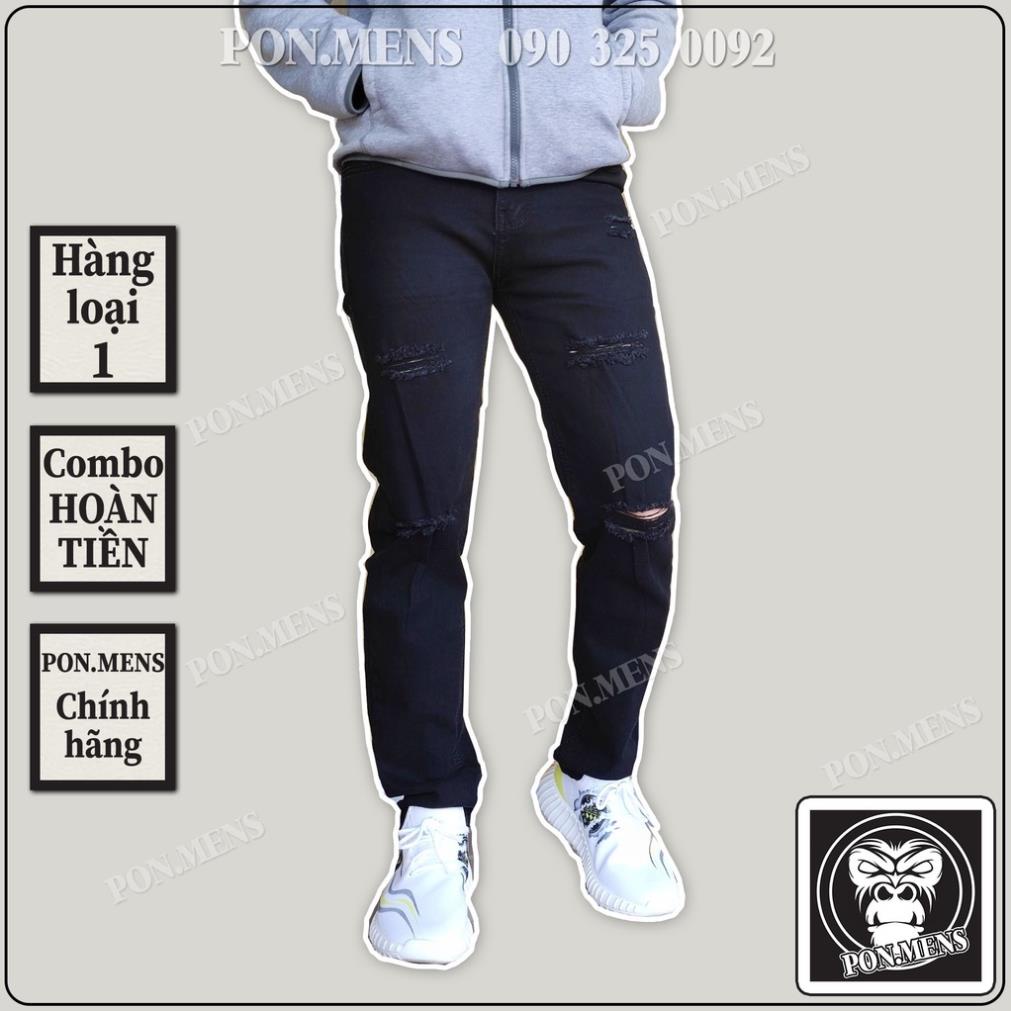 Quần bò đen rách gối nhiều nam co giãn cực tốt VNXK Pon.mens hà nội hcm ⚡