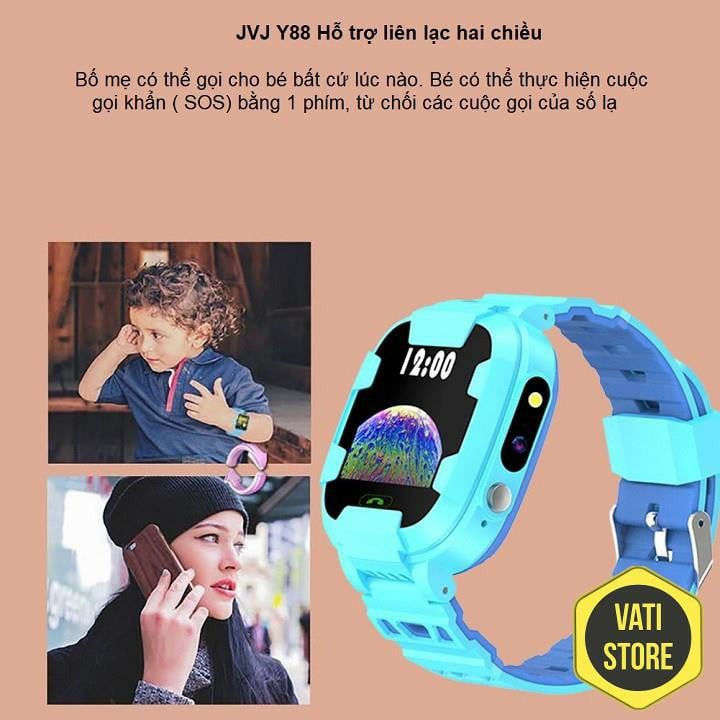 Đồng hồ định vị thông minh trẻ em Y88 - Đồng hồ nghe gọi chính hãng - chống nước  Wifi -Có Tiếng Việt- Bh 12 tháng