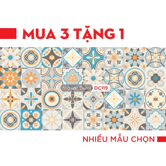 Set 32 ô Decal gạch bông decor dán bếp dán tường, nhiều mẫu chọn - size ô 15cm - Mua 3 Tặng 1