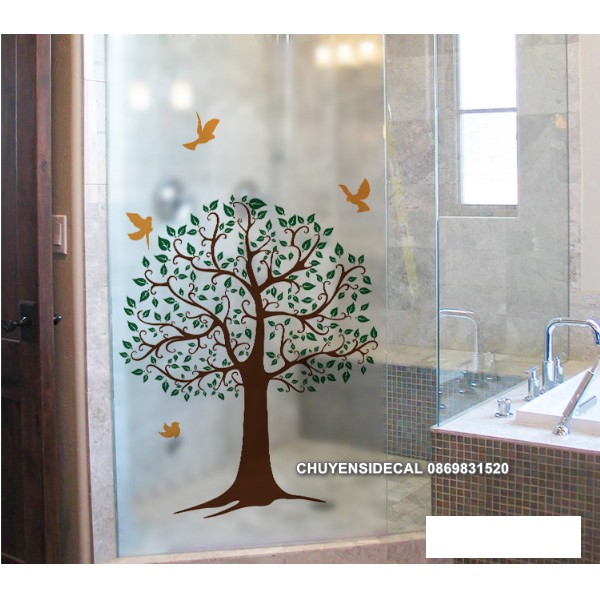 Decal Dán Kính Cao Cấp - Cây Cong Tính Tế ( 60x116cm )